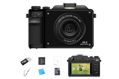 4K Digital Camera for Photography Video 18X Zoom Autofocus Anti-Shake Camera -Black