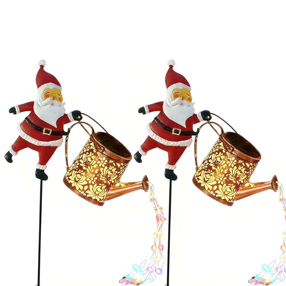 2 Piece Solar Santa Claus Garden Stake Light