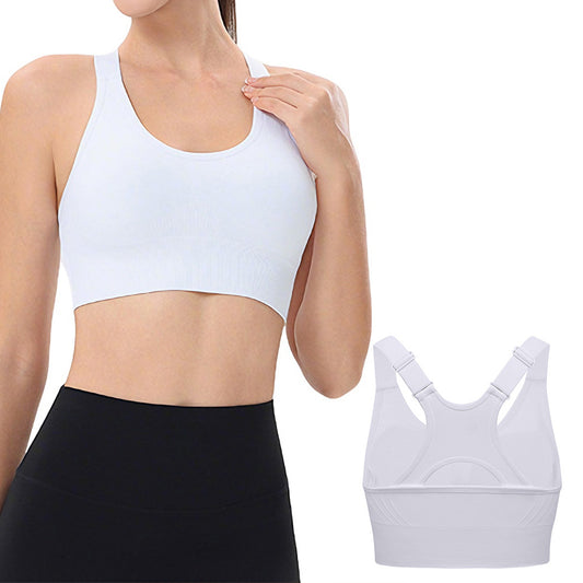 Women Adjustable Sports Bra Wide Strap Design for Running and Gym Fitness-White