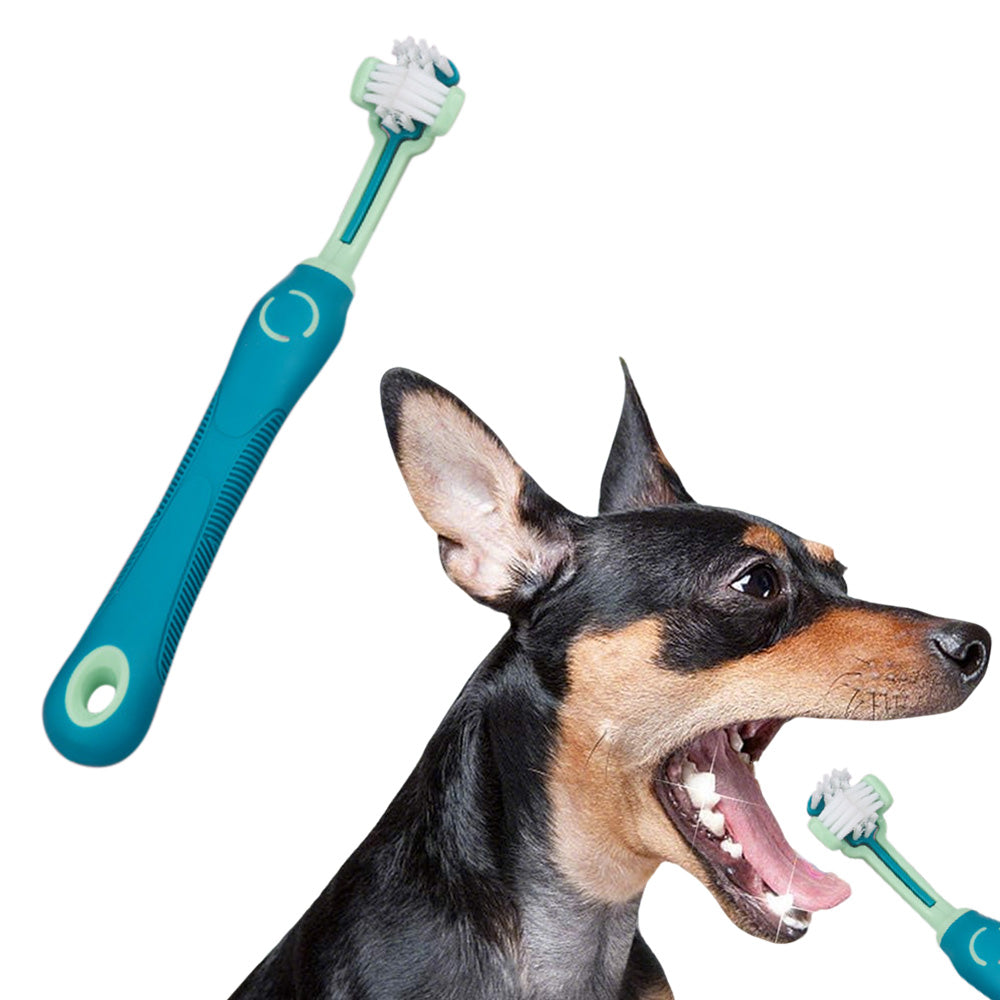 Pet Toothbrush for Dogs and Cats 3 Sided-Green
