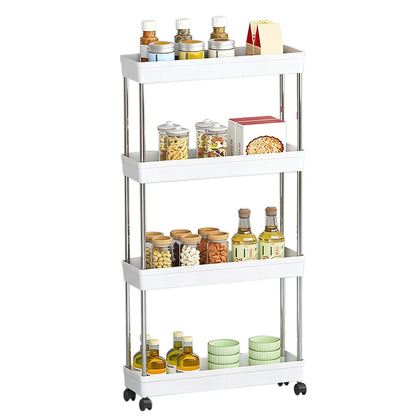 4 Tier Slim Rolling Storage Cart Bathroom Shelves Organizer for Kitchen Laundry
