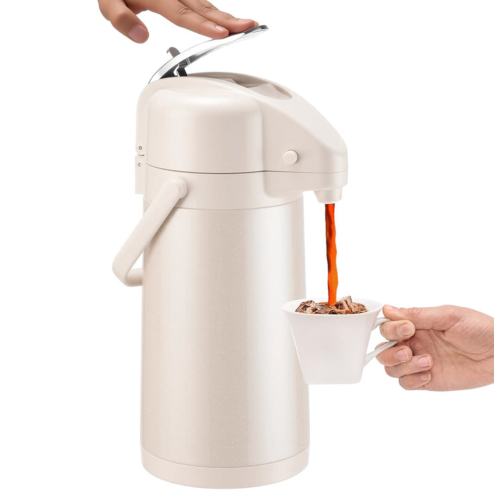 3L Stainless Steel Vacuum Insulated Water Dispenser Pump Flask Hot Cold Beverage Server-White