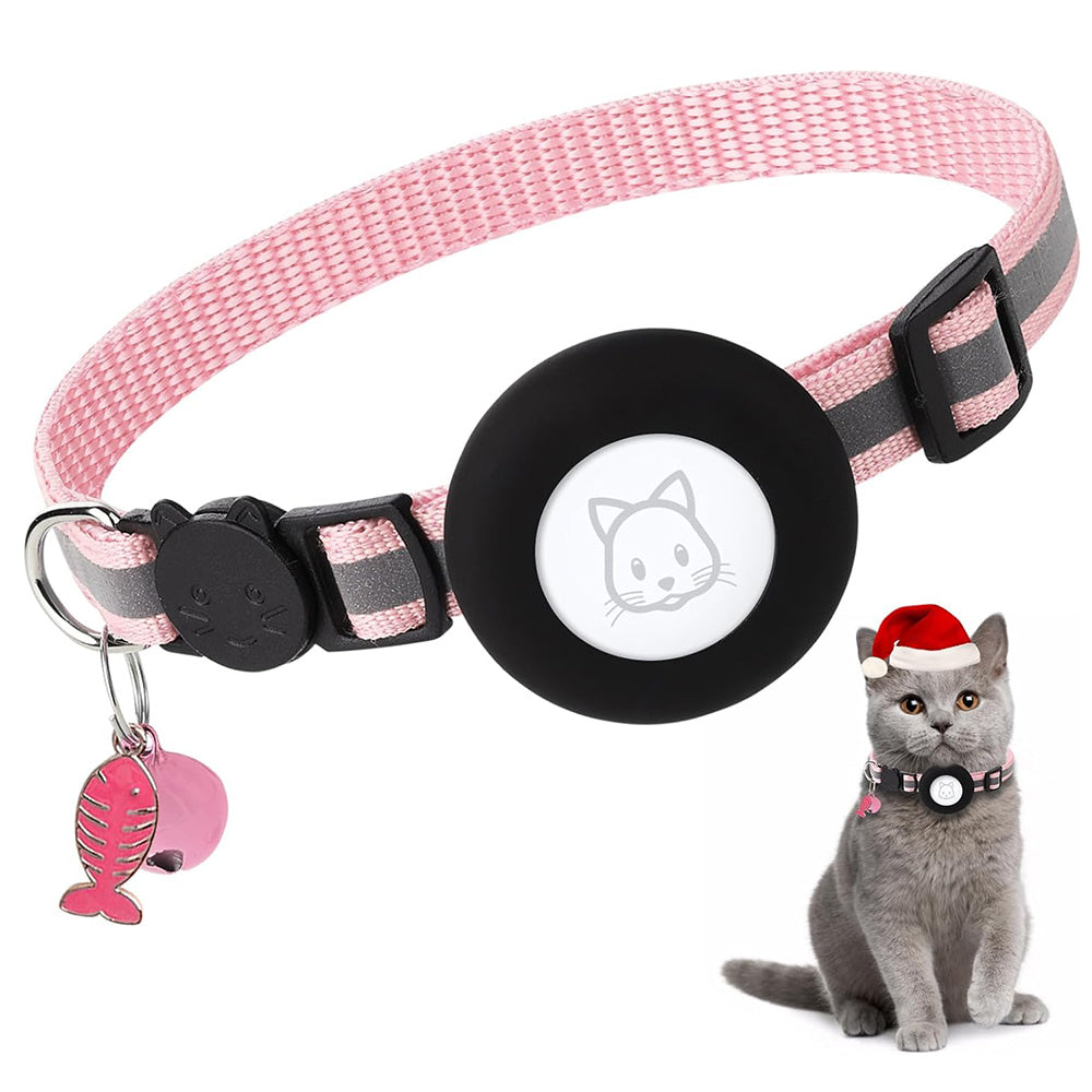 Adjustable Cat Collar Compatible with Apple Airtag - Pink