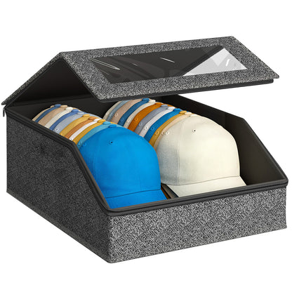 Large Capacity Hat Organizer Box Holds 30 Hats for Baseball Cap -Dark Grey