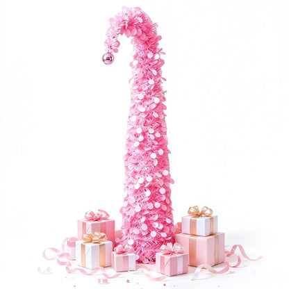 150cm Bendable Christmas Tree Curved Top Tinsel Xmas Tree Christmas Decor Pink