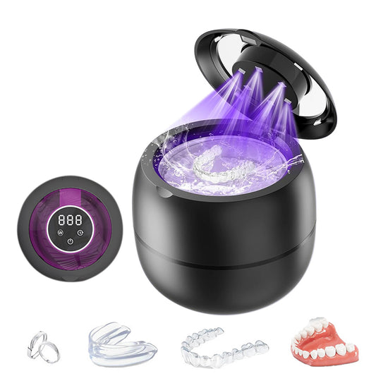 Ultrasonic Retainer Cleaner Machine Dentures Cleaner for Night Guards-Black