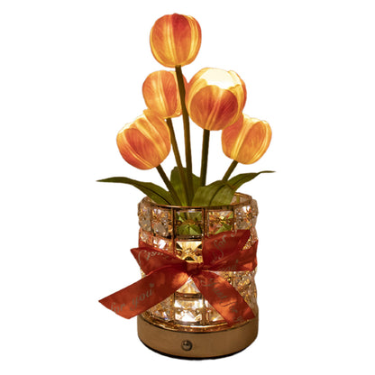 Tulip Flower Lamp Valentine¡¯s Day Gifts 3 Color Dimming Night Light -Orange
