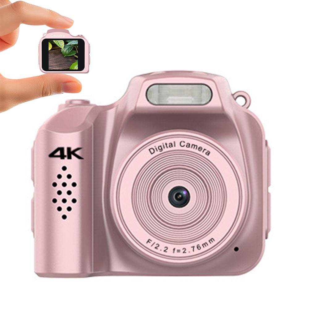 Mini Keychain Camera 4K Digital Camera Pocket-Sized Camera for Birthdays Gifts -Pink