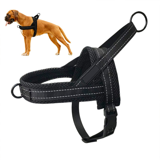 Breathable Mesh Padded Dog Harness No-Pull Vest-Black
