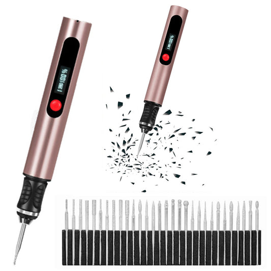 Electric Engraving Pen with 30 Bits 3-Speed Adjust Engraving Pen for Metal Wood Glass-Pink
