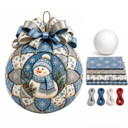 Adult Christmas Patchwork Ornament DIY Kit Xmas Fabric Ball Craft Set Snowman