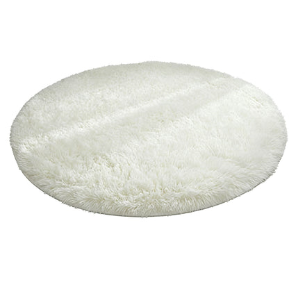 Fluffy Round Plush Area Rug Non Slip Carpet - White