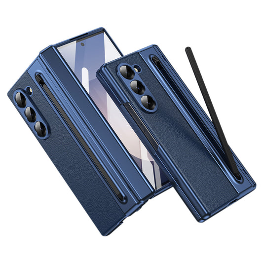 Phone Case for Samsung Z Fold 7 with Pen Holder Full Coverage Hinge Protection-Blue