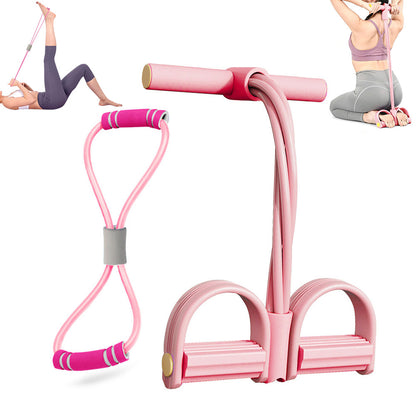 6 Tube Pedal Ankle Puller Fitness Resistance Band - Pink