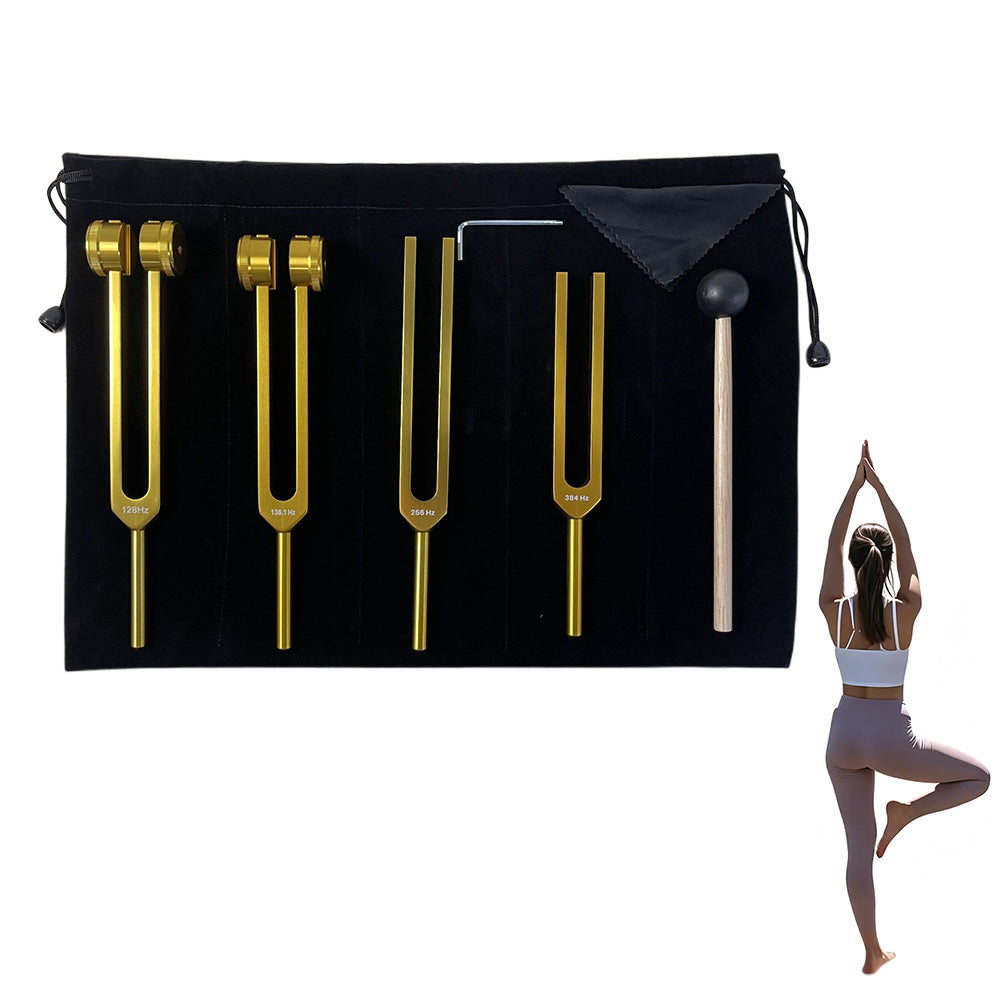 4Pcs Resonance Tuning Fork Set Sensory Tool for Yoga Meditation-Gold
