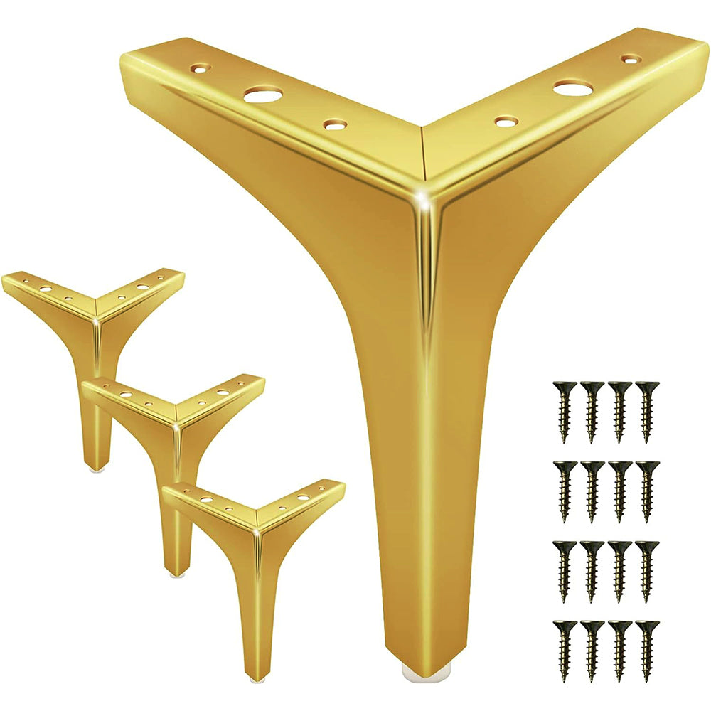 Set of 4Pcs Furniture Legs Metal Feet Triangle Feet Replacement Cabinet Dresser Legs Gold
