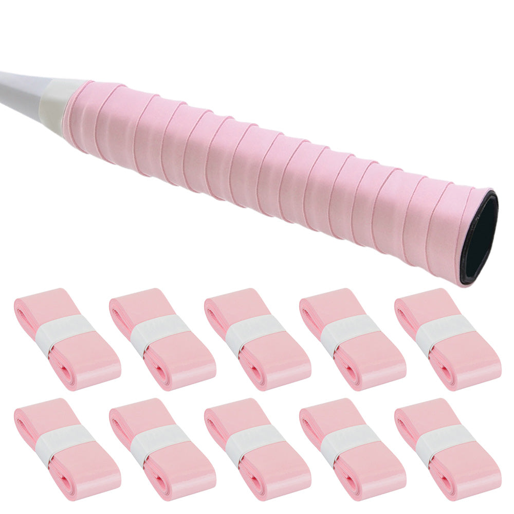 10Pcs Tennis Racket Grip Tapes PU Anti-Slip Overgrip Badminton Pickleball-Pink