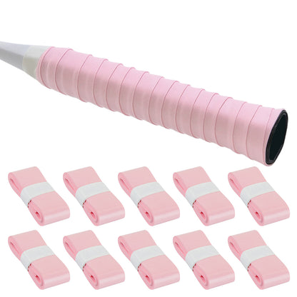 10Pcs Tennis Racket Grip Tapes PU Anti-Slip Overgrip Badminton Pickleball-Pink