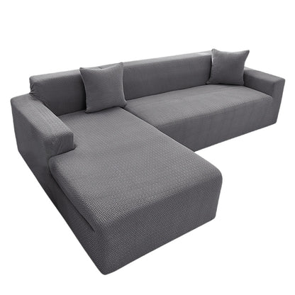 Elastic Full-Cover T-Shaped Jacquard Universal Sofa Slipcover for 1-4 Seater-Grey