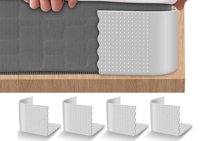 4Pcs Lock Sheet Holders Heavy Duty Bed Sheet Straps Keep Sheets Tight Fit All Mattress -Grey