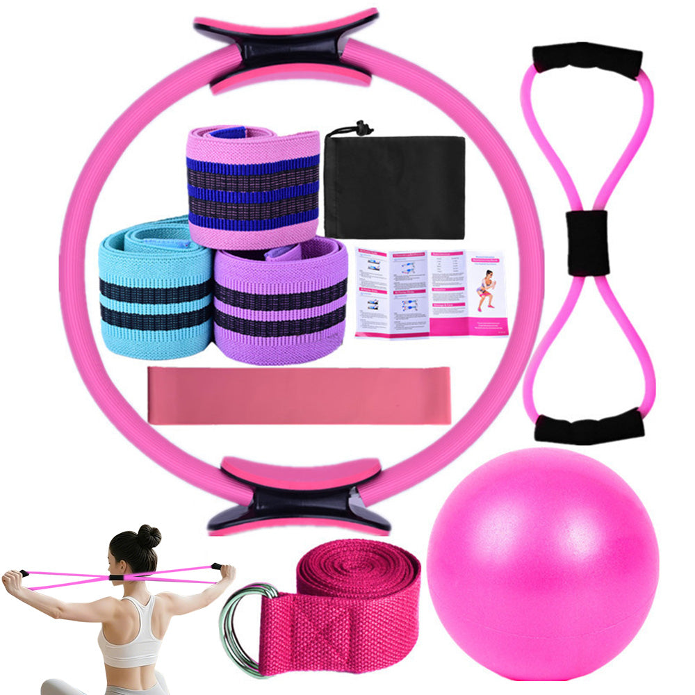 Yoga Set Pilates Essentials Kit For Women With Pilates Ring And Ball -Pink