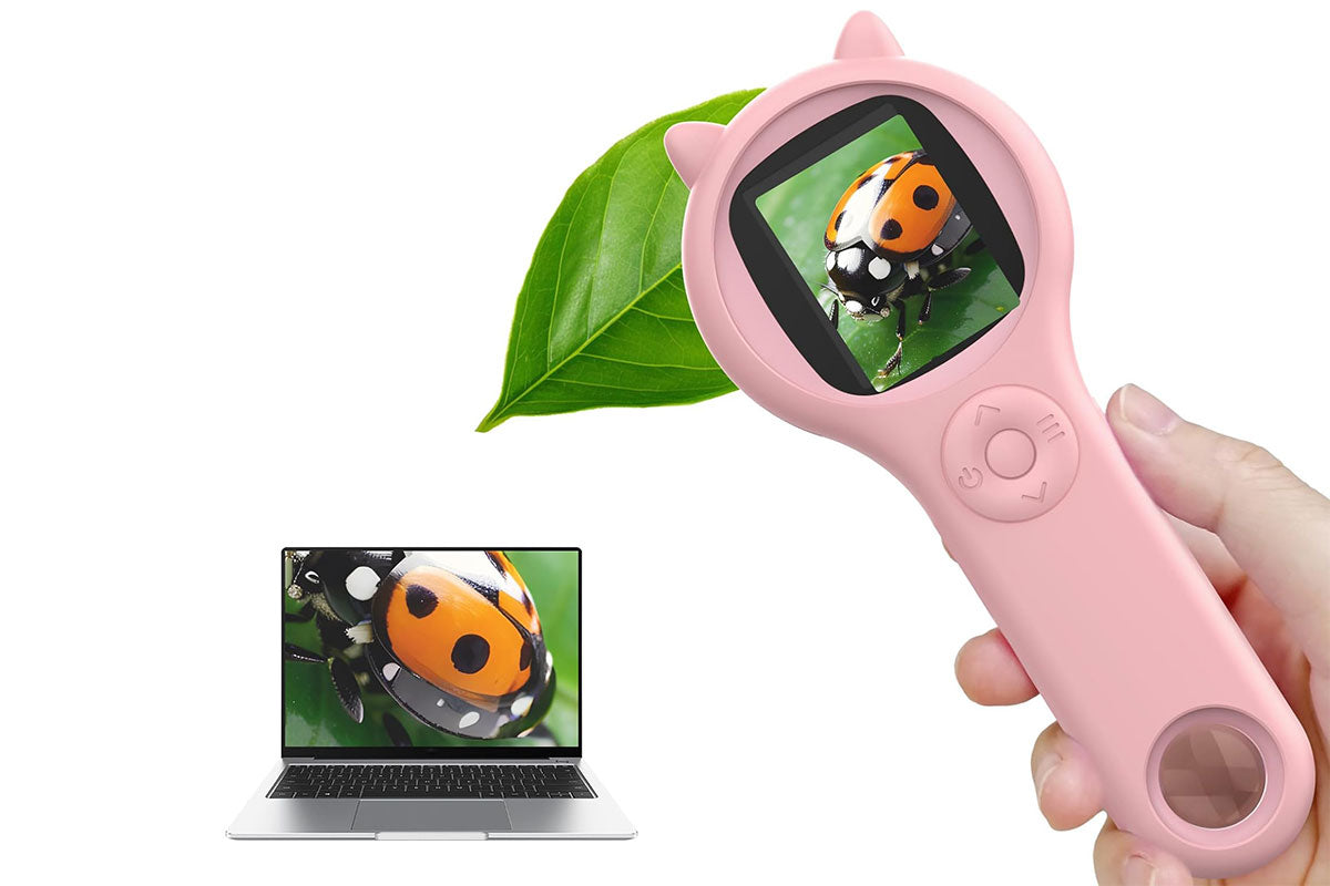Portable Handheld Magnifying Glass for Kids Mini Microscope Educational Toy-Pink color