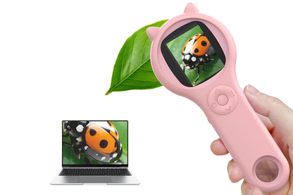Portable Handheld Magnifying Glass for Kids Mini Microscope Educational Toy-Pink color