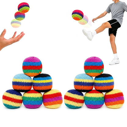 12Pcs Funny Crochet Footbag Woven Kickball Soft Knitted Kick Balls Juggling Balls for Outdoor Play
