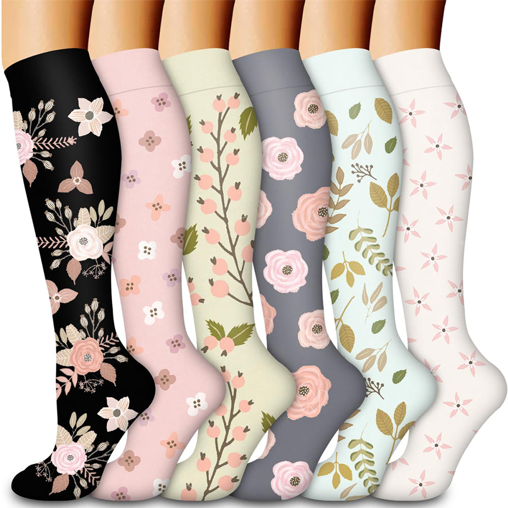6 Pairs of Women's Compression Socks Compression Support Circulation Socks 15-20Mmg