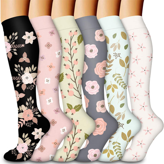 6 Pairs of Women's Compression Socks Compression Support Circulation Socks 15-20Mmg