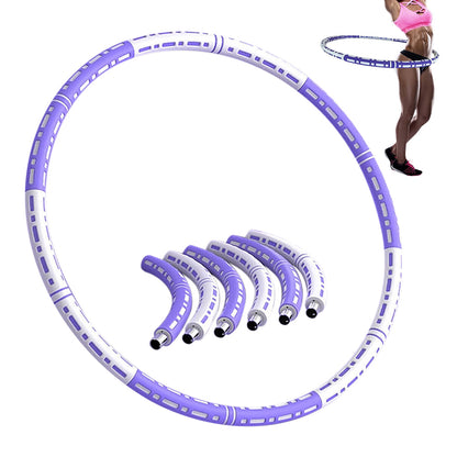 Detachable Weighted Hula Hoop 6 Sections Adjustable Fitness Hoop for Adults-Purple