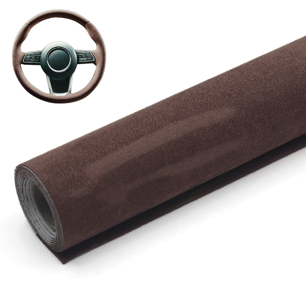 Self-Adhesive Faux Suede Repair Patch for Car Interior Door Panels Center Console-Brown