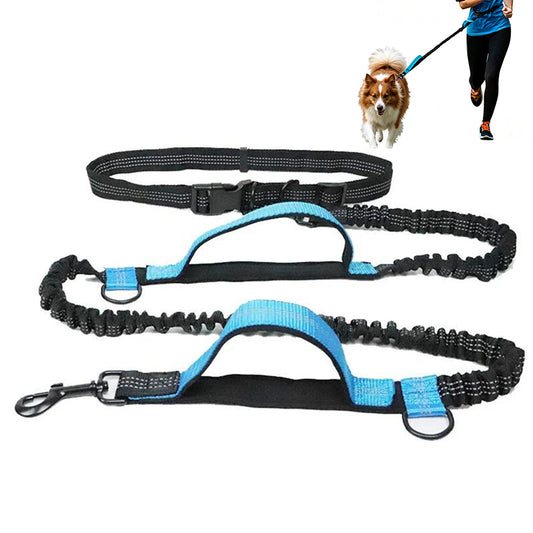 2 in 1 Hands Free Running Dog Leash for Walking Jogging-Blue
