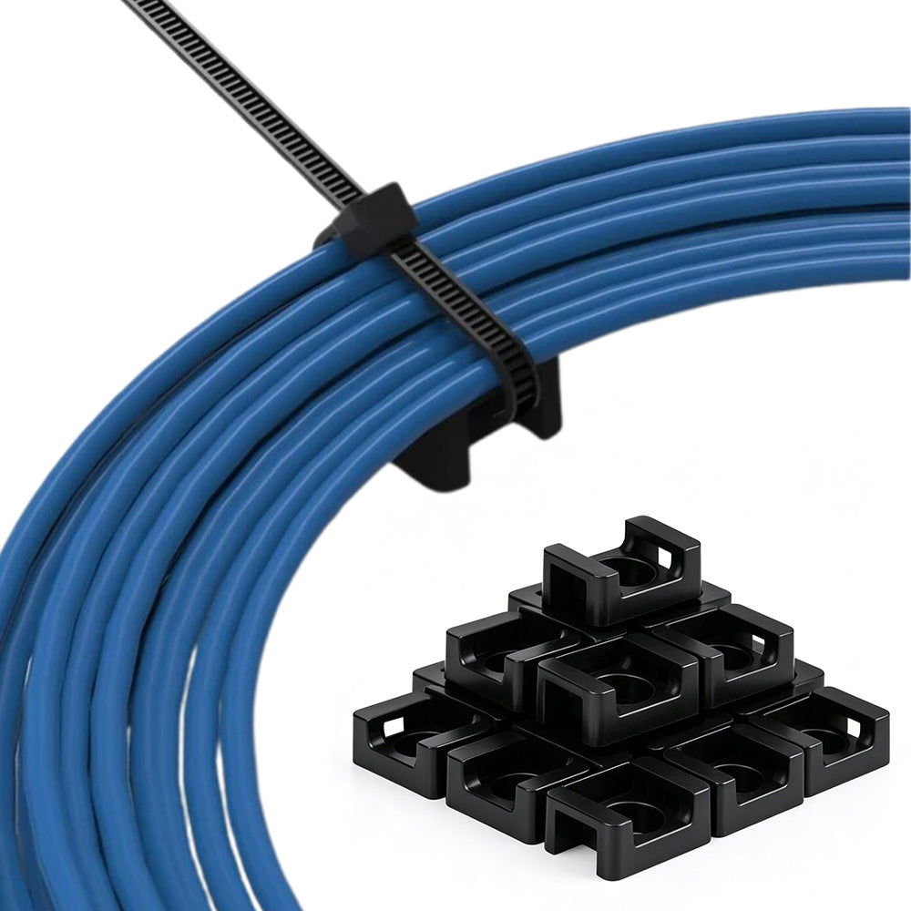 500 Pieces Cable Tie Base Nylon Saddle Mount - Black