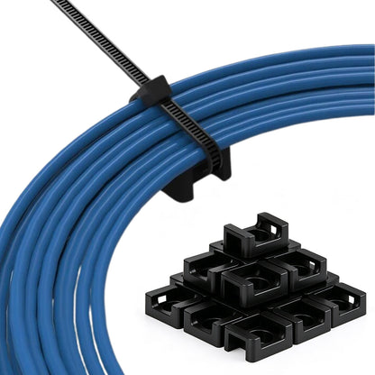 500 Pieces Cable Tie Base Nylon Saddle Mount - Black