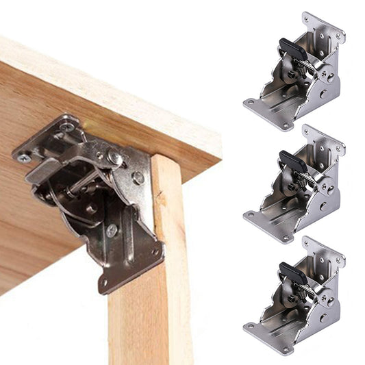 4Pcs Self Locking Folding Hinge for Tables Chairs and Workbenches-Silver