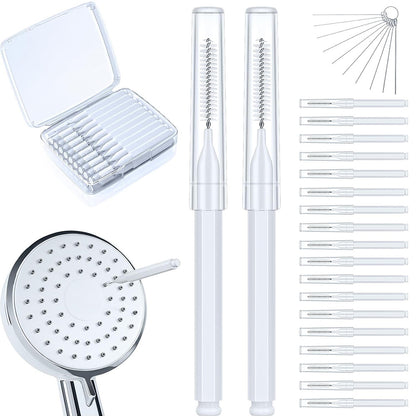 Shower Head Cleaning Brush Set Anti-Clogging with Storage Box for Bathroom-White