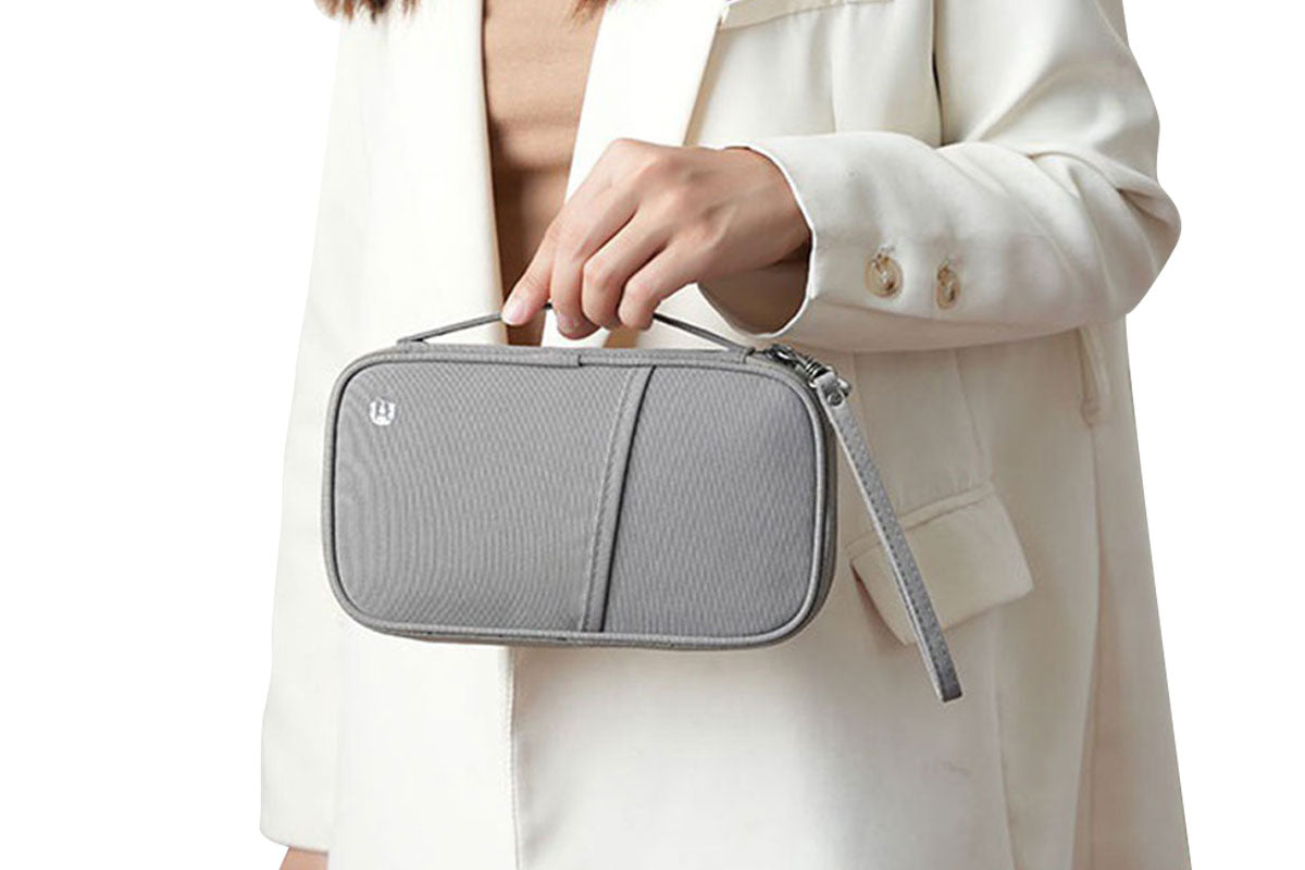 Travel Wallet and Family Passport Holder RFID Blocking Document Organizer-Grey