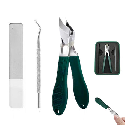 3Pcs Stainless Steel Nail Clipper Set Nail File Toe Nail Cutter Kit Green