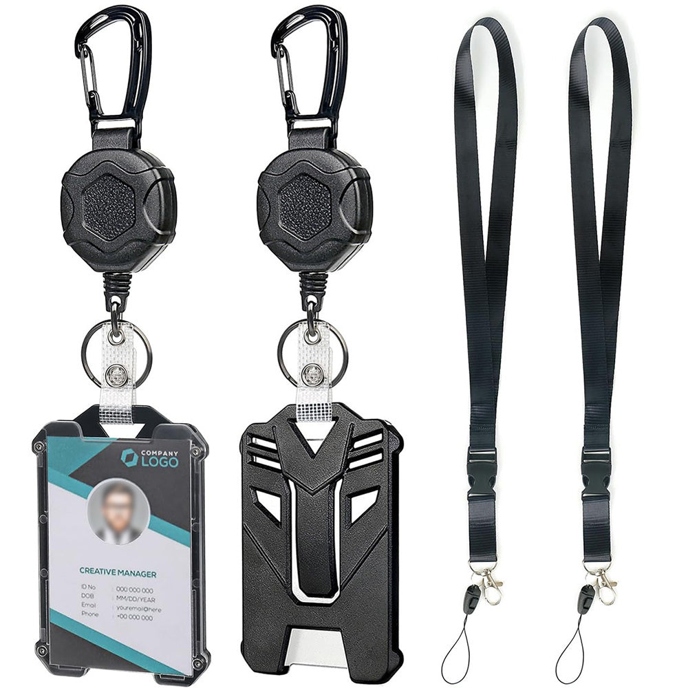 2Pcs Badge Holder Retractable ID Cards Holder with Lanyard