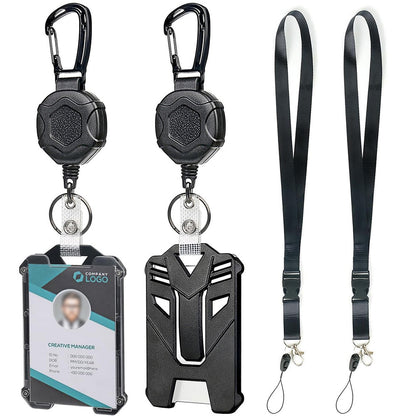 2Pcs Badge Holder Retractable ID Cards Holder with Lanyard