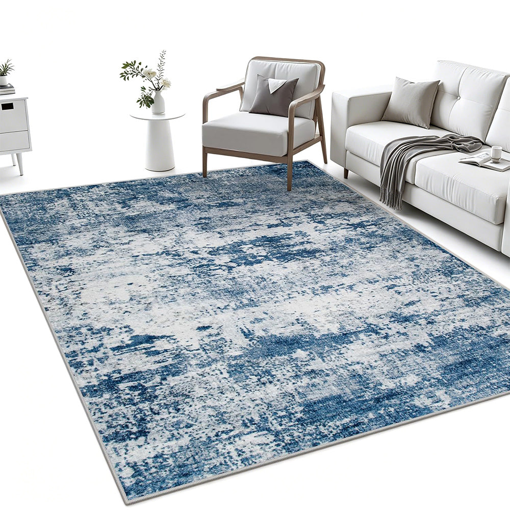 Nordic Crystal Velvet Rug Soft Non Slip for Bedroom Living Room Bedside Floor-Blue