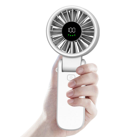 Portable Handheld Fan with 100 Speed Settings and USB Charging for Travel-White