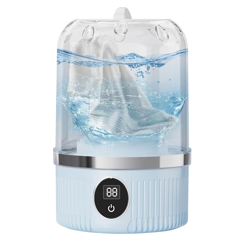 Portable Mini Washing Machine Rechargeable Small Clothes Washer for Travel Use-Blue