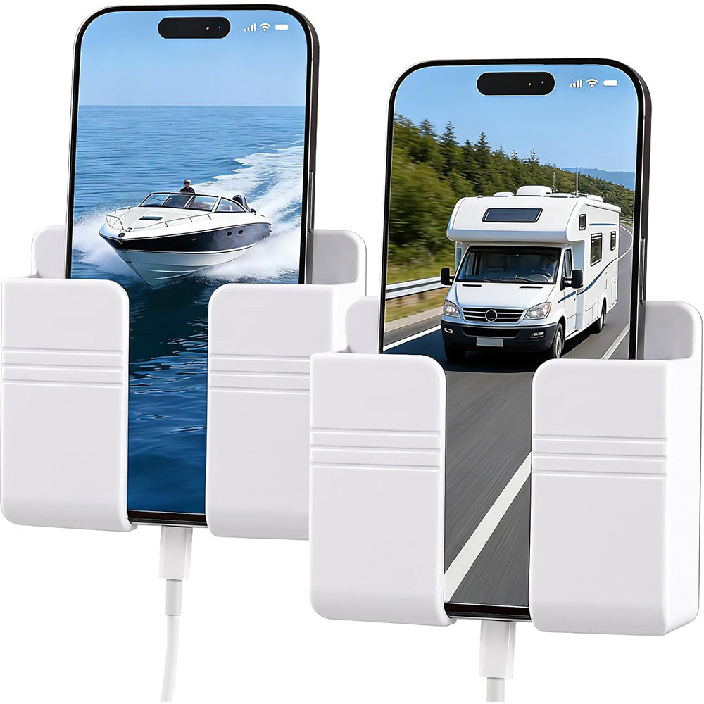 2 Pack Wall Mount Phone Holders - White