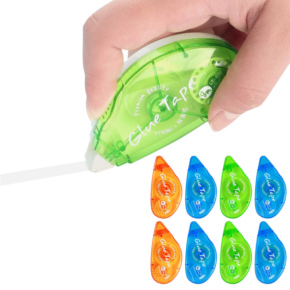 8Pcs Double Sided Tape with Roller Dispenser for Scrapbooking Photo Craft