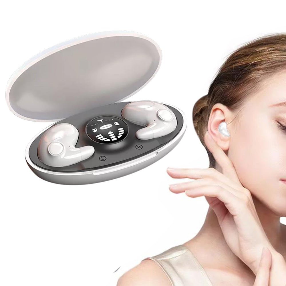Invisible Sleep Earphone Wireless  Bluetooth 5.3 Headphones Hidden Earbuds with Charging Case White