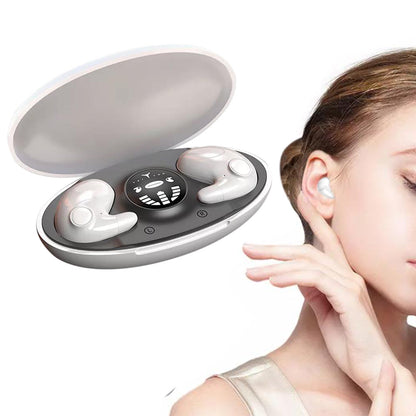 Invisible Sleep Earphone Wireless  Bluetooth 5.3 Headphones Hidden Earbuds with Charging Case White