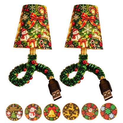 2 Pack Christmas USB Projector Night Light with 6 Slide Patterns Adults Desktop Lamp