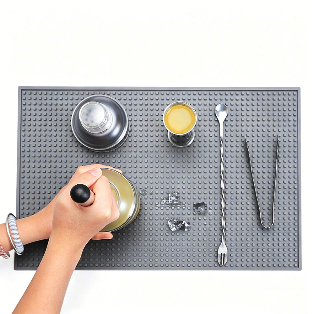 Bar Mat Non Slip Drying Mat for Countertops PVC Bar Service Mat Home Bar-Grey